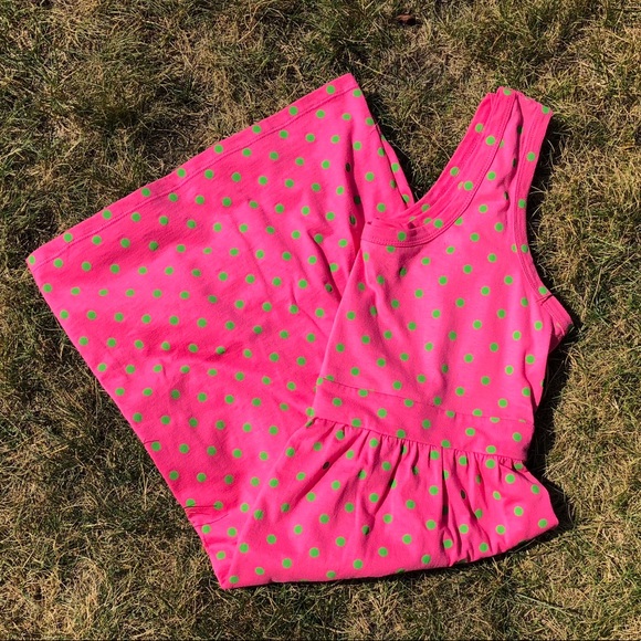 Cute pink w/green polka dots 100% cotton dress - Picture 1 of 5